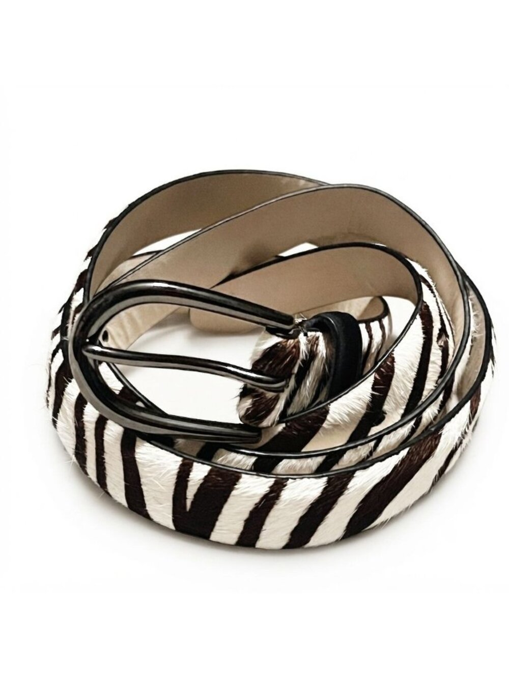 Cabi Genuine Leather Women's Zebra Printed Pony Hair Belt Size Medium